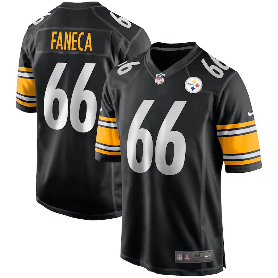 Men Pittsburgh Steelers 66 Alan Faneca Nike Black Game Retired Player NFL Jersey